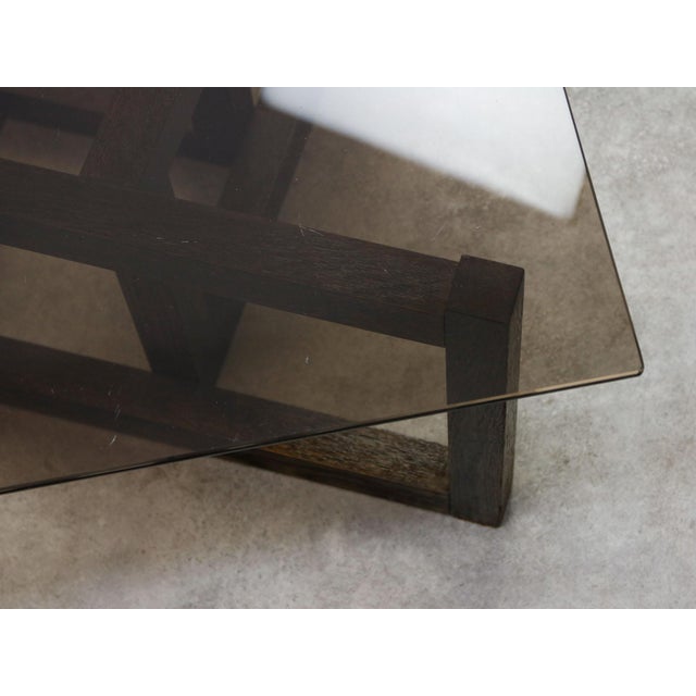 Italian Wooden and Smoked Glass Coffee Table, 1960s For Sale - Image 15 of 18