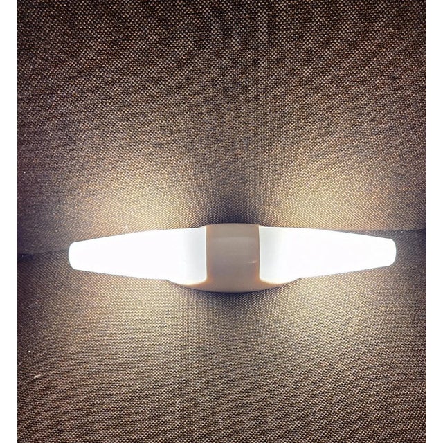 Flat Vintage Wall Lamp with a Cream-Colored Plastic Housing and Two Matt White Glass Shades by Bo Niko, 1970s, in Good...