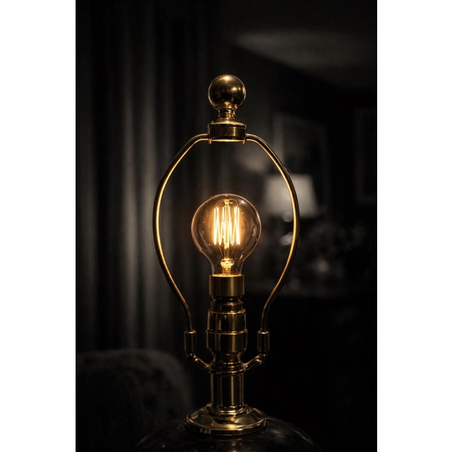 Late 20th Century Hollywood Regency Eggplant & Brass Table Lamp With New 17” Shade For Sale - Image 5 of 12