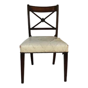 Antique Early 19th Century American Federal New York X-Back Reeded Side Chair