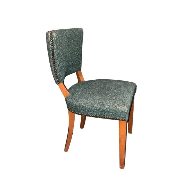 Teal Mid Century Modern Upholstered Side/Desk Chair For Sale - Image 8 of 8