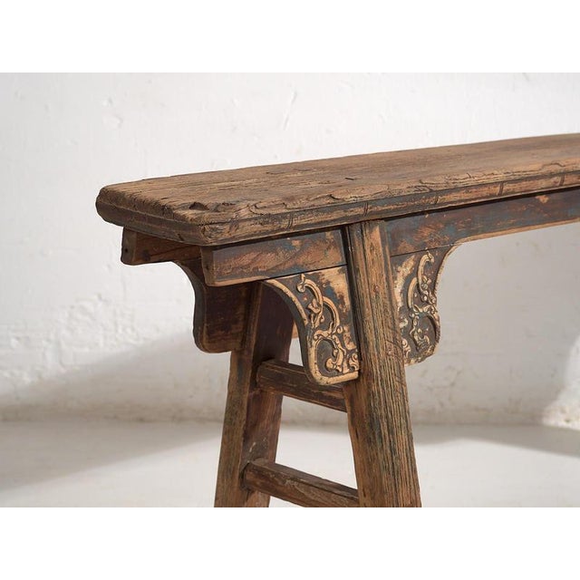 Antique Asian Navy Blue Bench, 1870s For Sale - Image 5 of 12