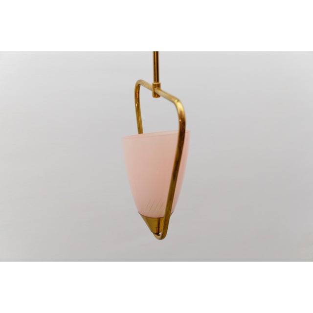Mid-Century Modern Pendant Lamp in Glass and Brass, 1950s For Sale - Image 10 of 15