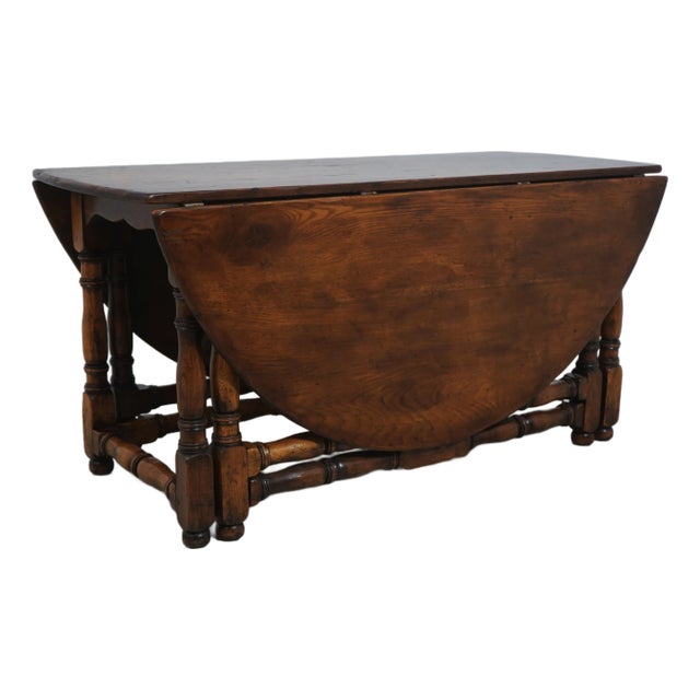 Vintage English Oak Gate Leg Drop Leaf Dining Table For Sale