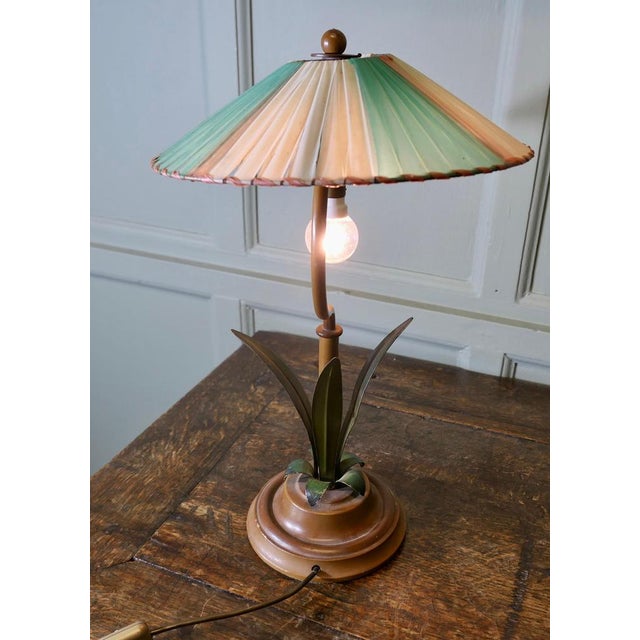 Mid-Century French Kitsch Palm Table Lamp, 1930 For Sale - Image 4 of 8