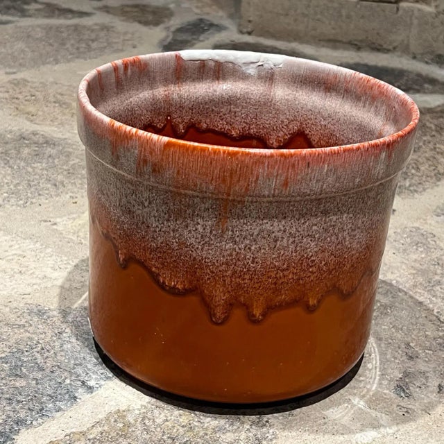 Burnt Orange Vintage Orange Drip Glaze Planter in the Style of David Cressey, Mid-Century For Sale - Image 8 of 8