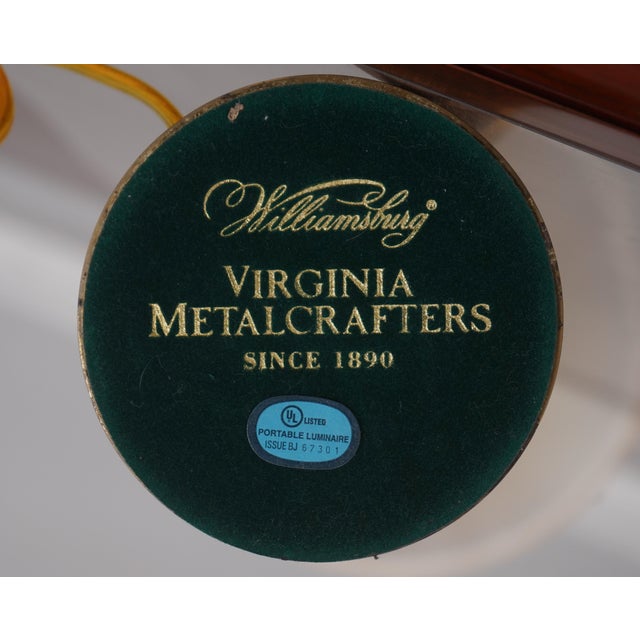 1990s Virginia Metalcrafters Colonial Williamsburg Brass Table Candlestick Lamps - a Pair For Sale - Image 9 of 9