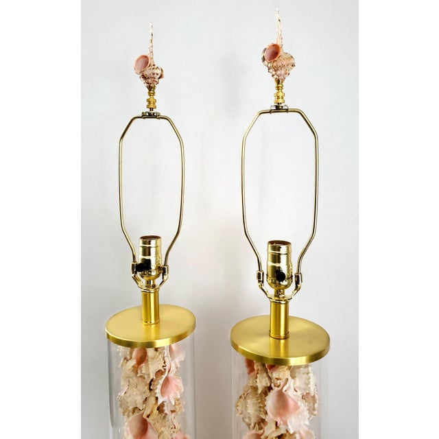 Late 20th Century Lamps by Ralph Lauren With Pink Seashells Shell Added - A Pair For Sale - Image 5 of 17
