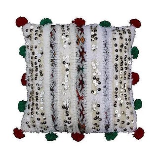 Mid 20th Century Moroccan Berber Pom-Pom Pillow II For Sale