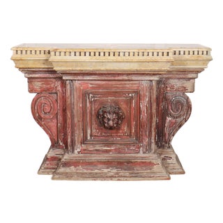 Italian Breakfront Console with Marble Top For Sale