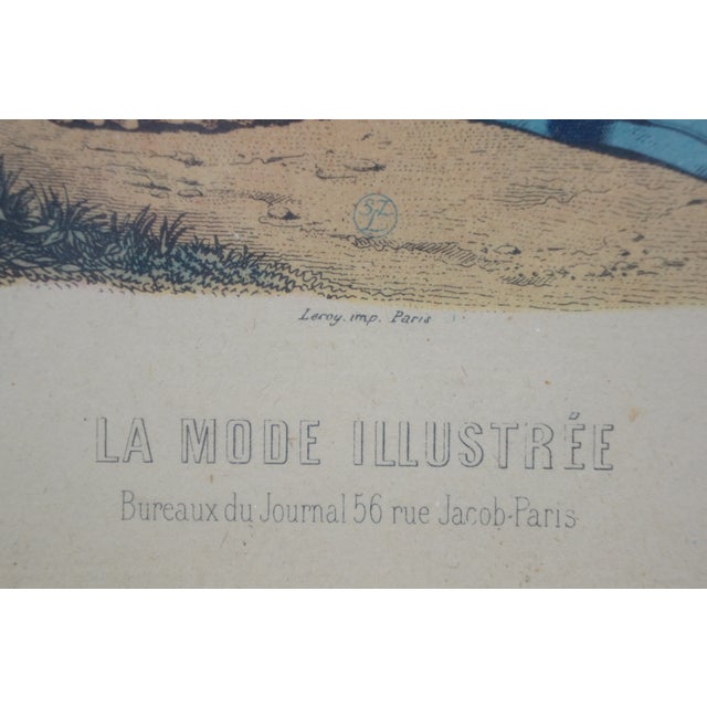 2 Antique La Mode Illustree Fashion Etching Prints Leroy Paris France 11" For Sale - Image 6 of 12