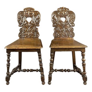 Late 19th Century Carved Wooden Chairs, Set of 2 For Sale