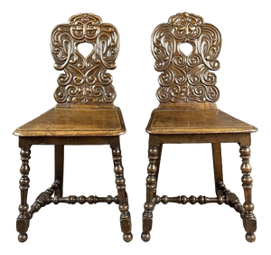 Late 19th Century Carved Wooden Chairs, Set of 2