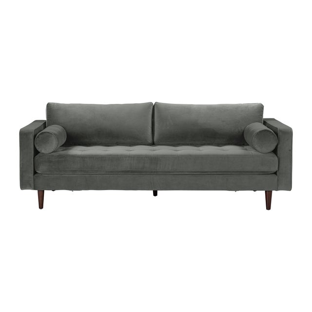 Boho Chic Cave Ash Gray Velvet Sofa For Sale - Image 3 of 7