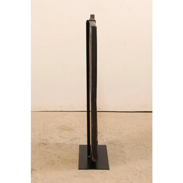 Rustic Mid 20th Century Balinese Rice Barn Door on Stand For Sale - Image 3 of 11