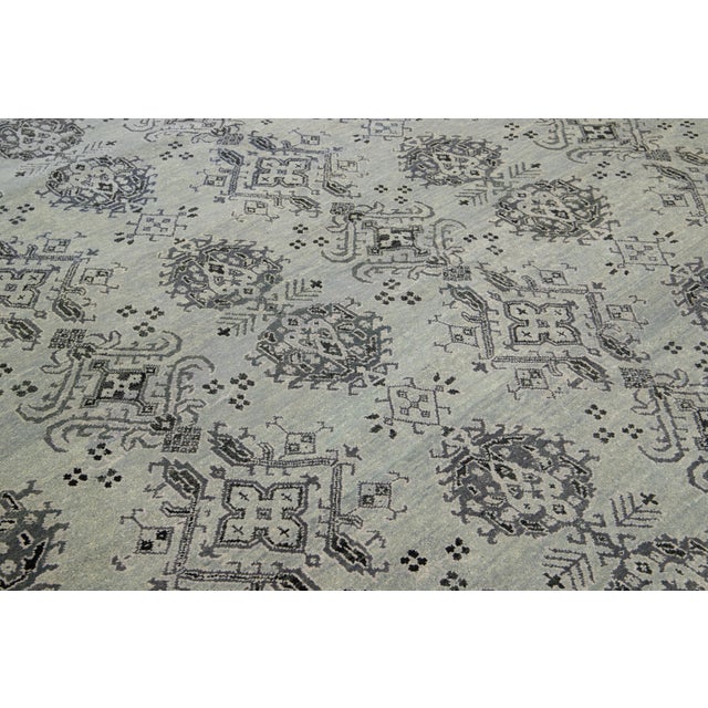 Gray Modern Tabriz Style Handmade Wool Rug With Allover Pattern For Sale - Image 9 of 11