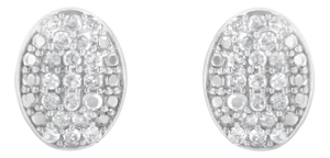 Sterling Silver Round Diamond Oval Cluster Earrings (1/2 cttw, I-J Color, I2-I3 Clarity)