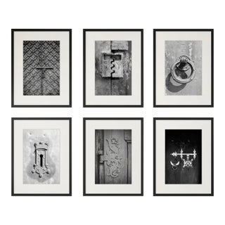 Set of 6 - 'Antique Locks' Framed Contemporary Black and White Gallery Wall of Photographs Installation For Sale