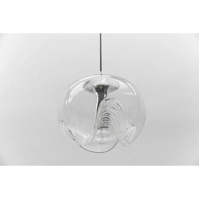 1960s Large Clear Glass Wave Ceiling Lamp by Koch & Lowy for Peill & Putzler, 1960s For Sale - Image 5 of 9