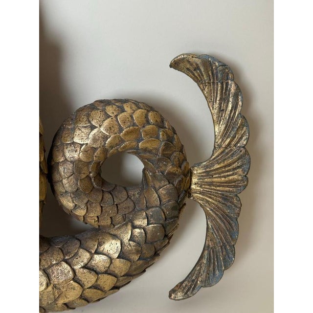 Large Mid-Century Mermaid Wall Relief Sculpture with Hand-Painted Polychrome Gilt, 1950s For Sale - Image 10 of 18