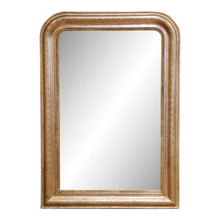 19th Century French Louis Philippe Giltwood Wall Mirror With Engraved Motifs For Sale