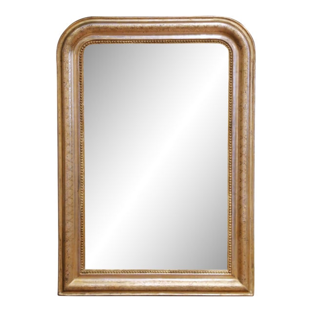 19th Century French Louis Philippe Giltwood Wall Mirror With Engraved Motifs For Sale