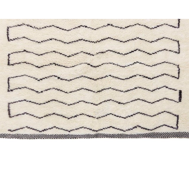 Chevron Stripe Hand-Knotted Moroccan Wool Rug | 9'7" X 6'8" | One of a Kind For Sale - Image 13 of 13