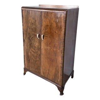 Art Deco Walnut Compact Wardrobe, 1930s For Sale
