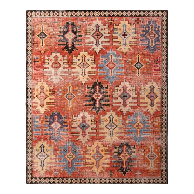 Rug & Kilim’s Distressed Homage Rug in Red, 8x10 For Sale