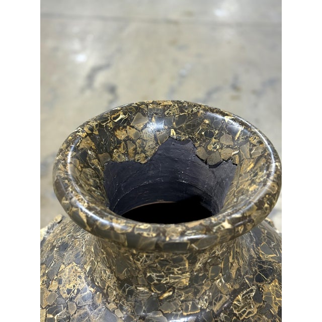 1980s Massive Mactan and Natural Stone Floor Vase or Urn For Sale - Image 12 of 17