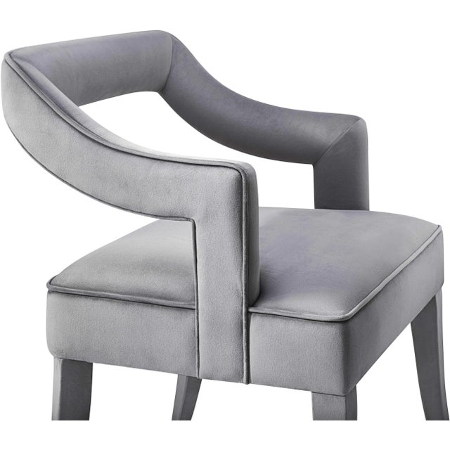 Tiffany Grey Velvet Chair For Sale - Image 4 of 8