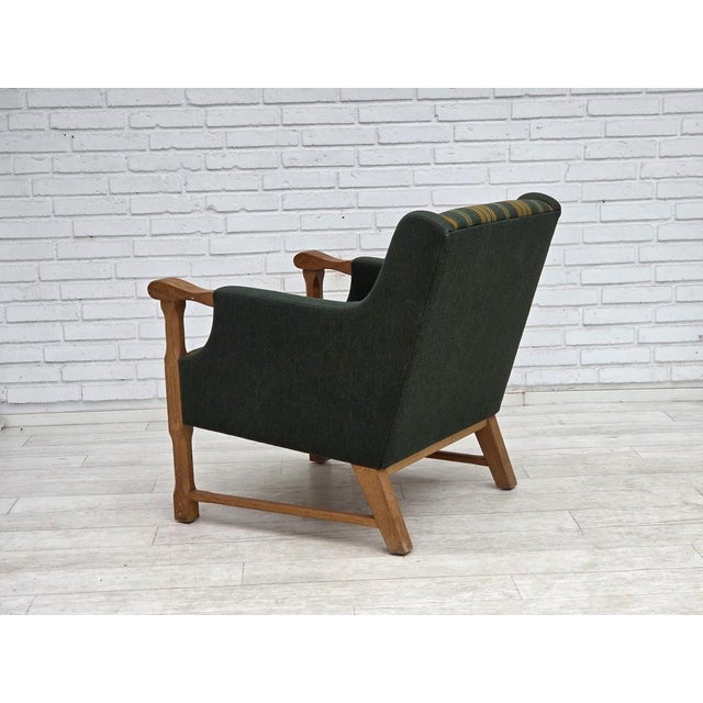 Danish Armchair in Green Furniture Wool and Oak Wood, 1970s For Sale - Image 15 of 18