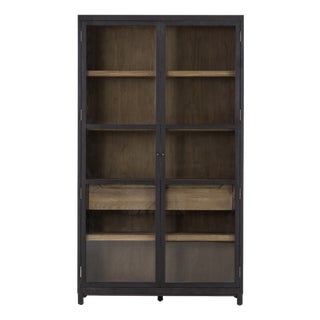 Four Hands - Black Stained Oak Glass Cabinet, Attributed For Sale