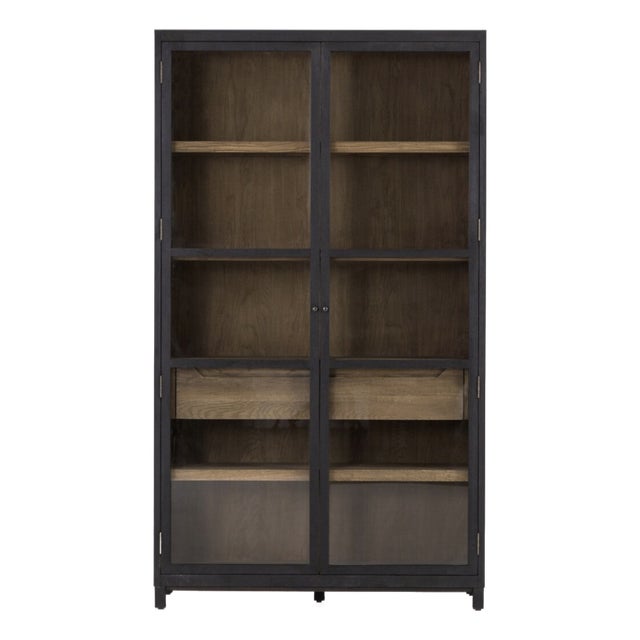 Four Hands - Black Stained Oak Glass Cabinet, Attributed For Sale