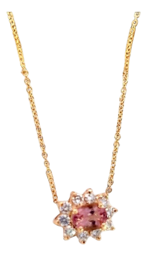 Natural Tourmaline Diamond Pendant Necklace 18" 14k YG 1.40 TCW Certified