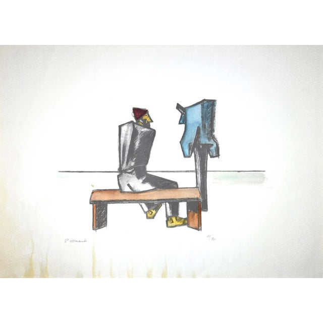 Waiting is an original artwork realized by the Italian artist Pietro Morando (Alessandria, 1889-1980). Hand-colored...