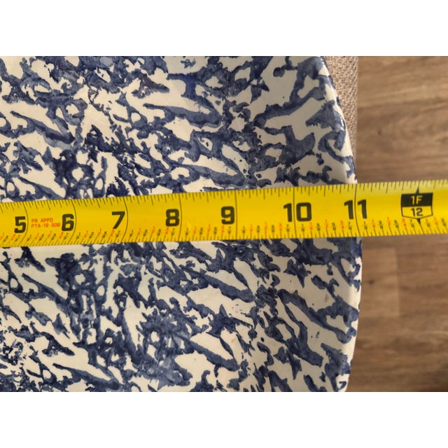 Rustic European Vintage Italian Blue and White Spongeware Oval Serving Platter Made in Italy Rustic European Farmhouse For Sale - Image 3 of 10