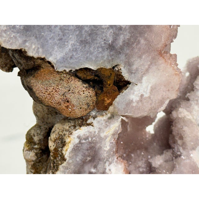 Glass Pink Amethyst Crystal Slab on Stand For Sale - Image 7 of 12