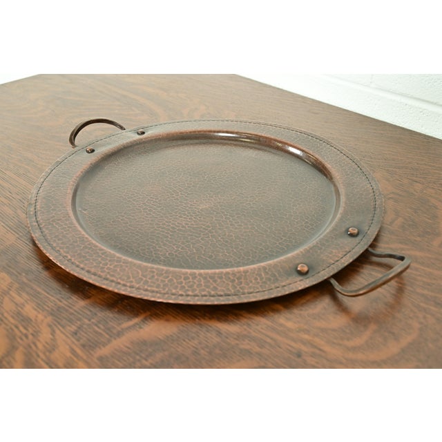 Roycroft Roycroft Arts & Crafts Hammered Copper Handled Large Serving Tray, Circa 1920s For Sale - Image 4 of 11