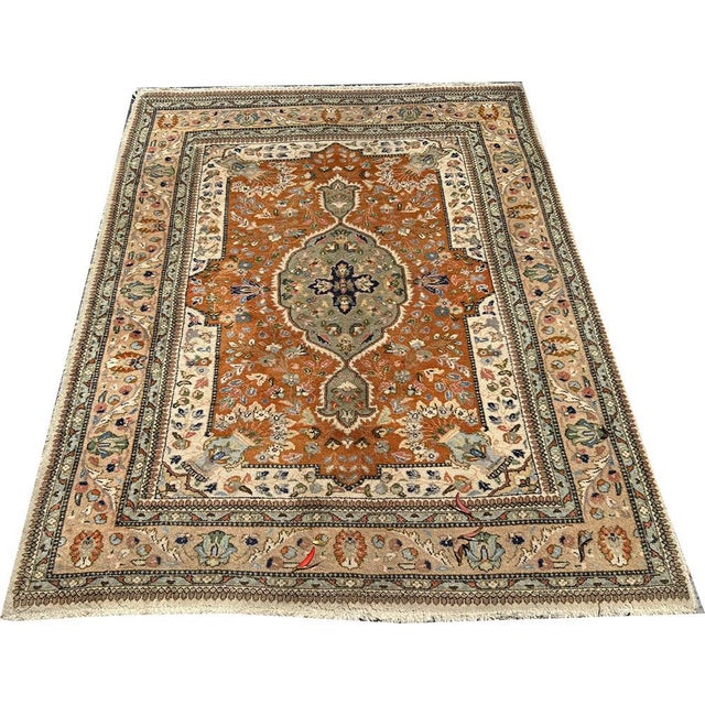 Vintage 5' X 6' Decorative Persian Tabriz Area Rug For Sale - Image 4 of 10