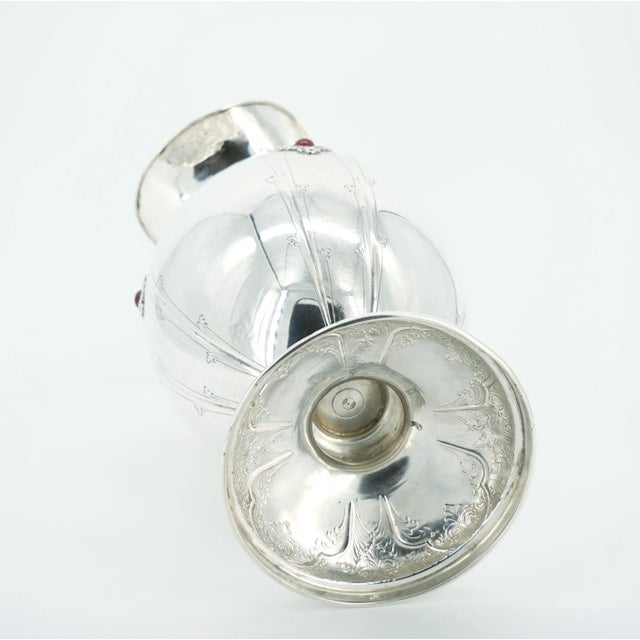 Silver Italian Sterling Silver / Precious Stone One Handled Decorative Vase / Piece For Sale - Image 8 of 12