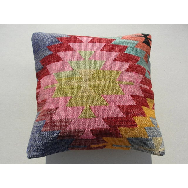 Turkish Kilim Rug Pillow For Sale - Image 3 of 11