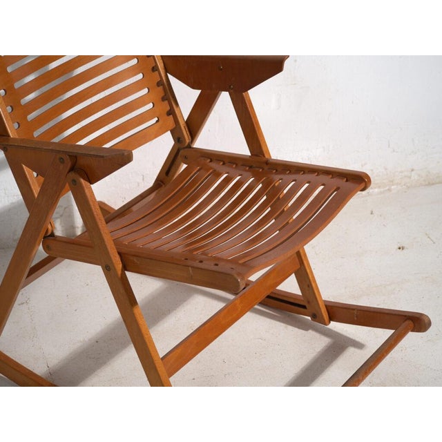 Vintage Folding Rocking Chair in Beech, Central Europe, 1960 For Sale - Image 4 of 10