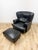 Late 20th Century Calia Salotti Italian Black Leather Chair and Ottoman Set Made in Italy For Sale - Image 4 of 12