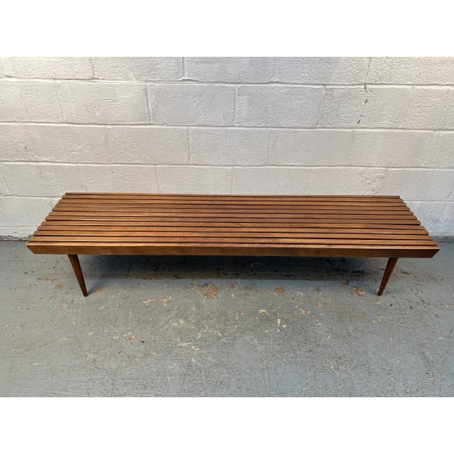Mid 20th Century Mid-Century Modern Walnut Slat Bench For Sale - Image 4 of 12