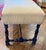 Early 20Thc Blue Painted Base & Linen Covered Seat For Sale - Image 4 of 11