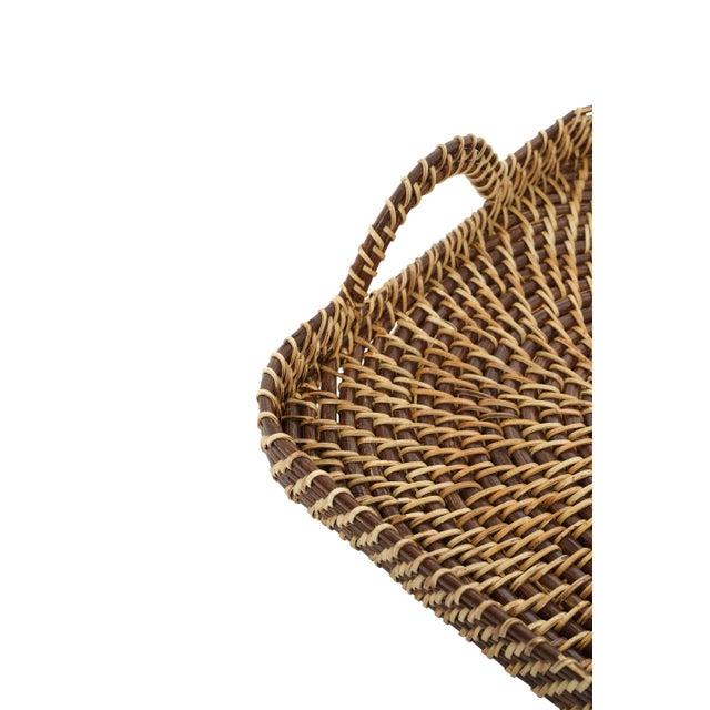 Amara Brown & Natural Rattan Rectangle Tray, Large For Sale - Image 4 of 4