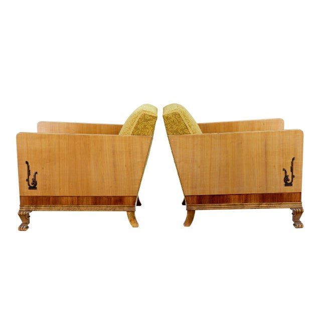 Set of Art Deco Lounge Armchairs in Elm and Birch, 1930 For Sale - Image 6 of 11