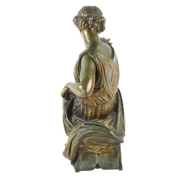 Late 19th Century Antique Classical Bronze Woman Reading Plato Statue After Jean-Jacques Pradier For Sale - Image 5 of 9