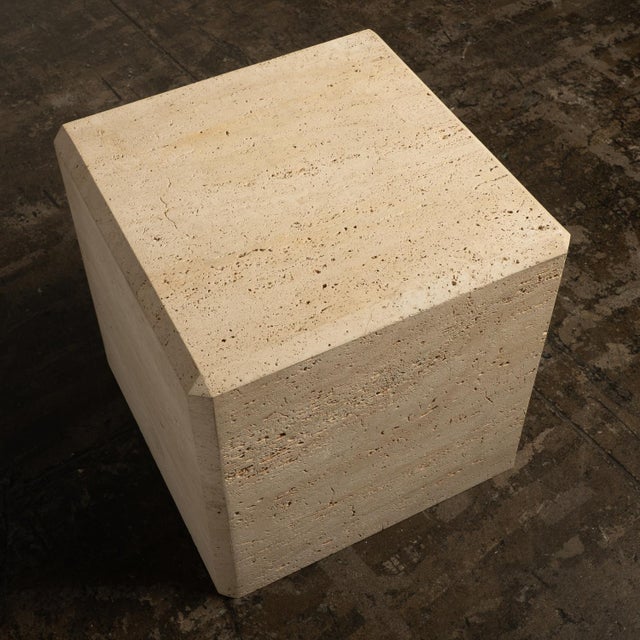 1980s 1980s Travertine Marble Stone Cube Side End Accent Table For Sale - Image 5 of 12